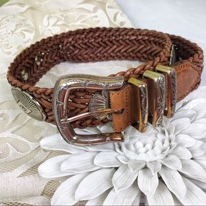 Braided Concho Belt western style leather Medium